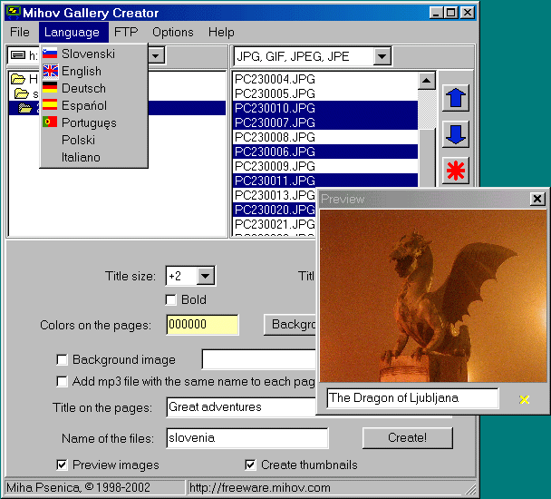 Mihov Gallery Creator Screenshot